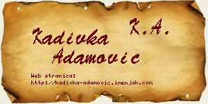 Kadivka Adamović vizit kartica